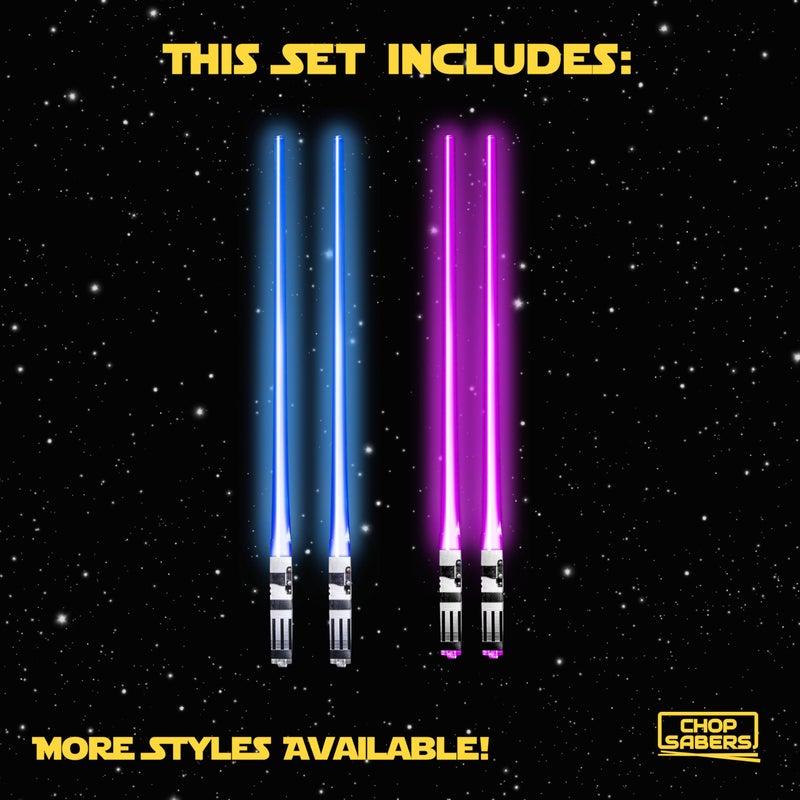 ChopSabers Chop Sabers Light Up LightSaber Chopsticks Set, 2 Pairs, Red & Purple - Image 4